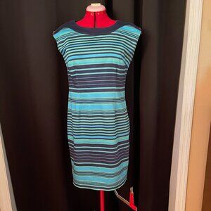 Blue Striped Career Dress Size 8